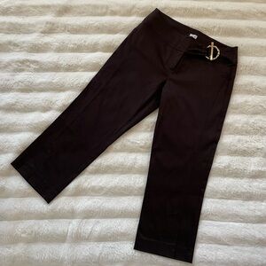 Cache Black Cropped Pants with Gold Buckle